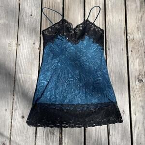 Vintage 80's Val Mode One Size Lingerie Slip 90s Y2K Chemise Goth Georgette